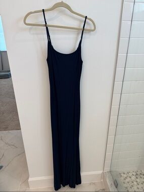 SKIMS Navy Ribbed Spaghetti Strap Maxi Dress